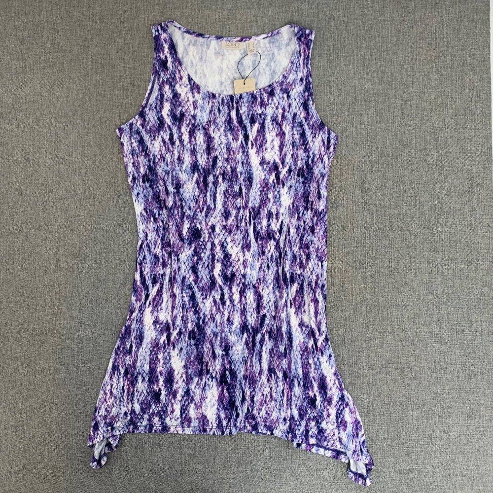 Brand New!‎ LOGO Lori Goldstein Tie Dye Tunic Dress Snake Skin Small Purple